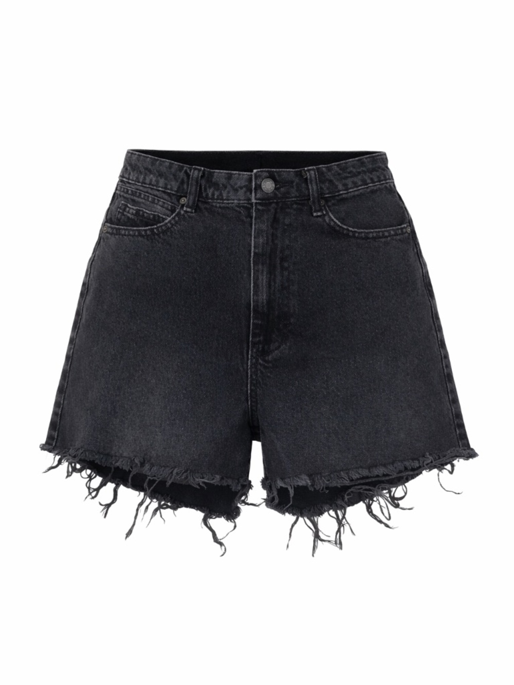Zara Raw Hem High-Waisted Mom Denim Short - Black - Size 2